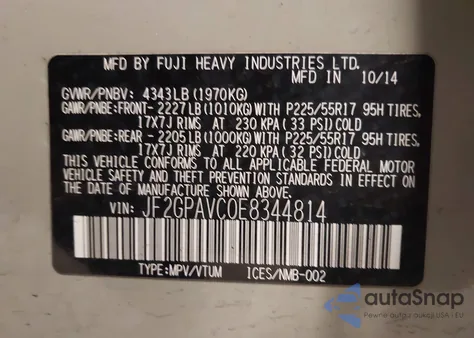 2014 Subaru Xv Crosstrek 2.0I Premium из США, поврежденный, VIN JF2GPAVC0E8344814